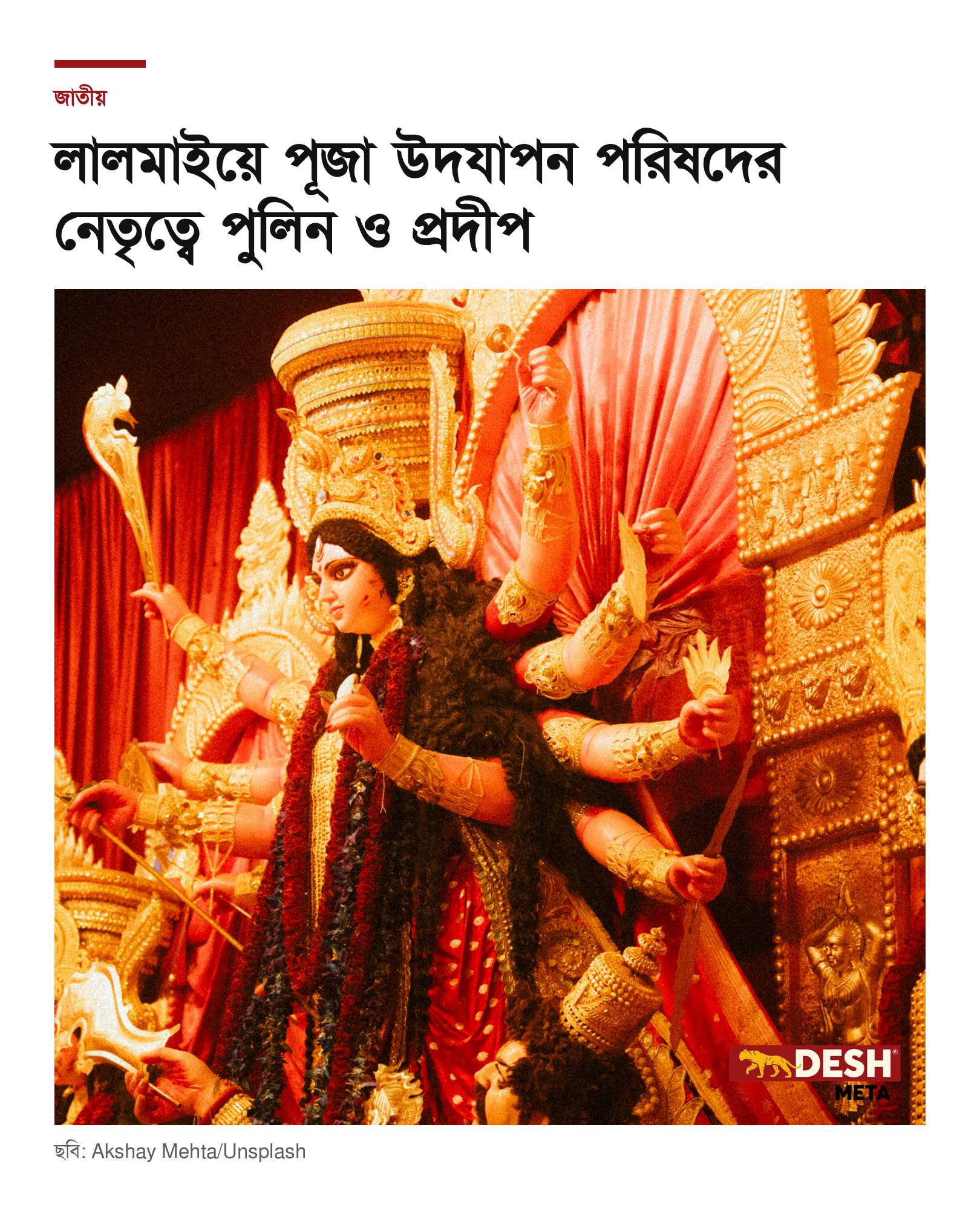 লালমাইয়ে পূজা উদযাপন পরিষদের নেতৃত্বে পুলিন ও প্রদীপ