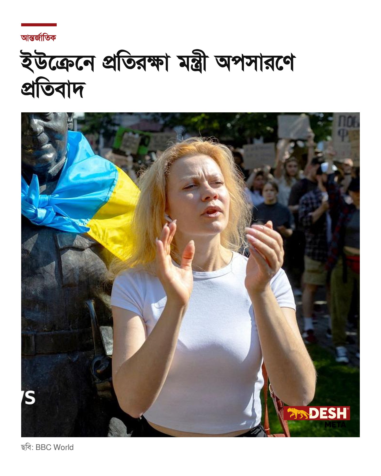 ইউক্রেনে প্রতিরক্ষা মন্ত্রী অপসারণে প্রতিবাদ