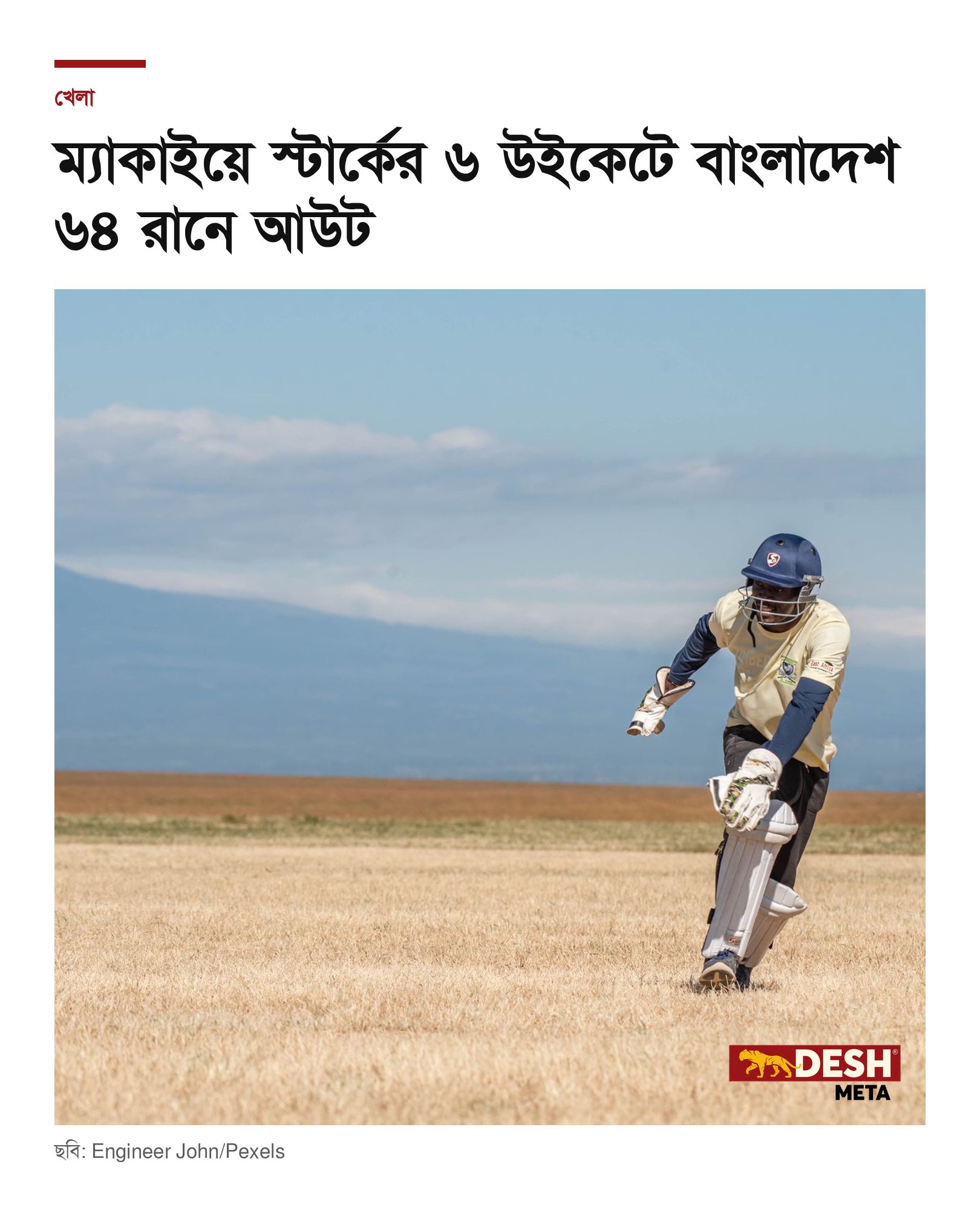 ম্যাকাইয়ে স্টার্কের ৬ উইকেটে বাংলাদেশ ৬৪ রানে আউট