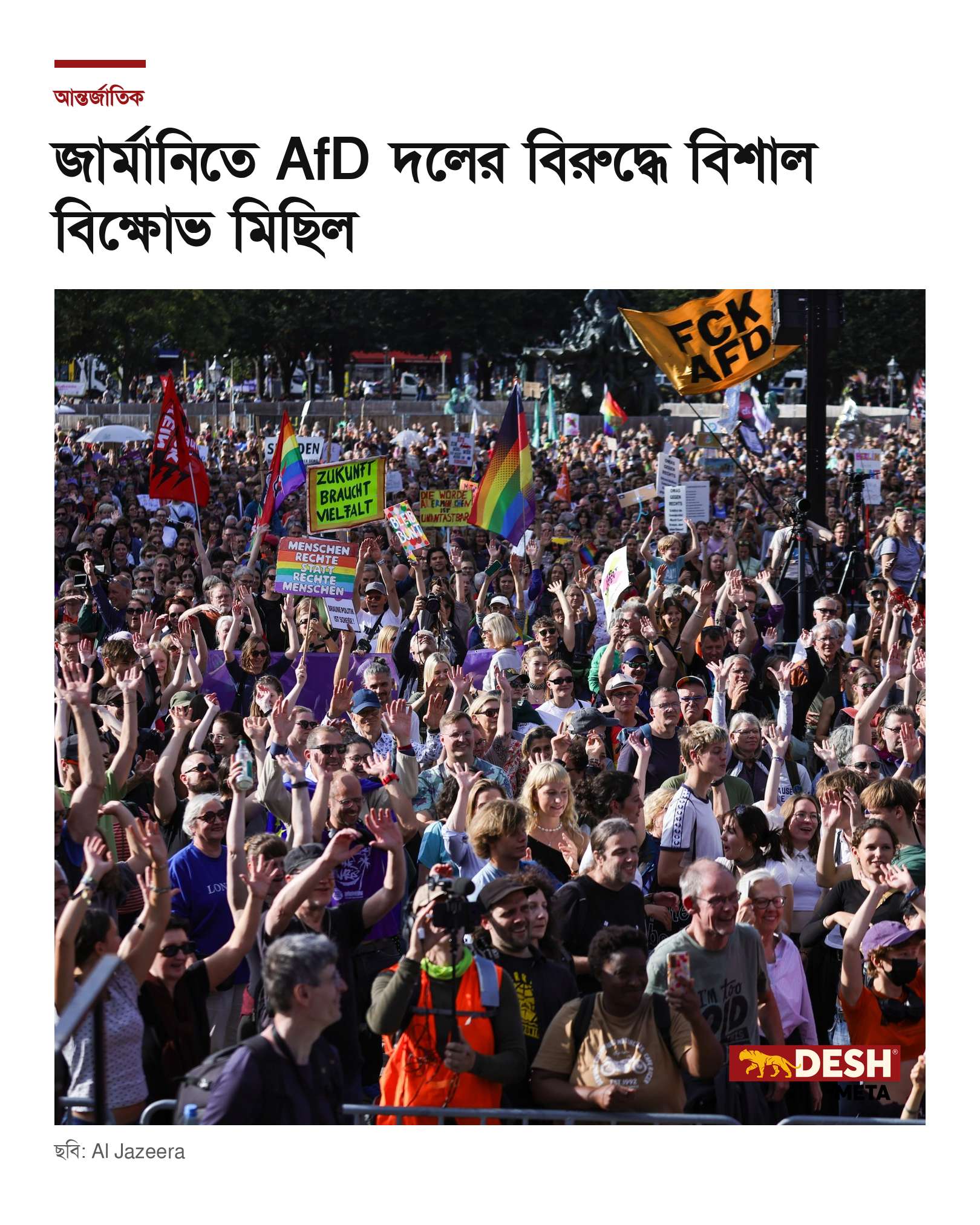 জার্মানিতে AfD দলের বিরুদ্ধে বিশাল বিক্ষোভ মিছিল