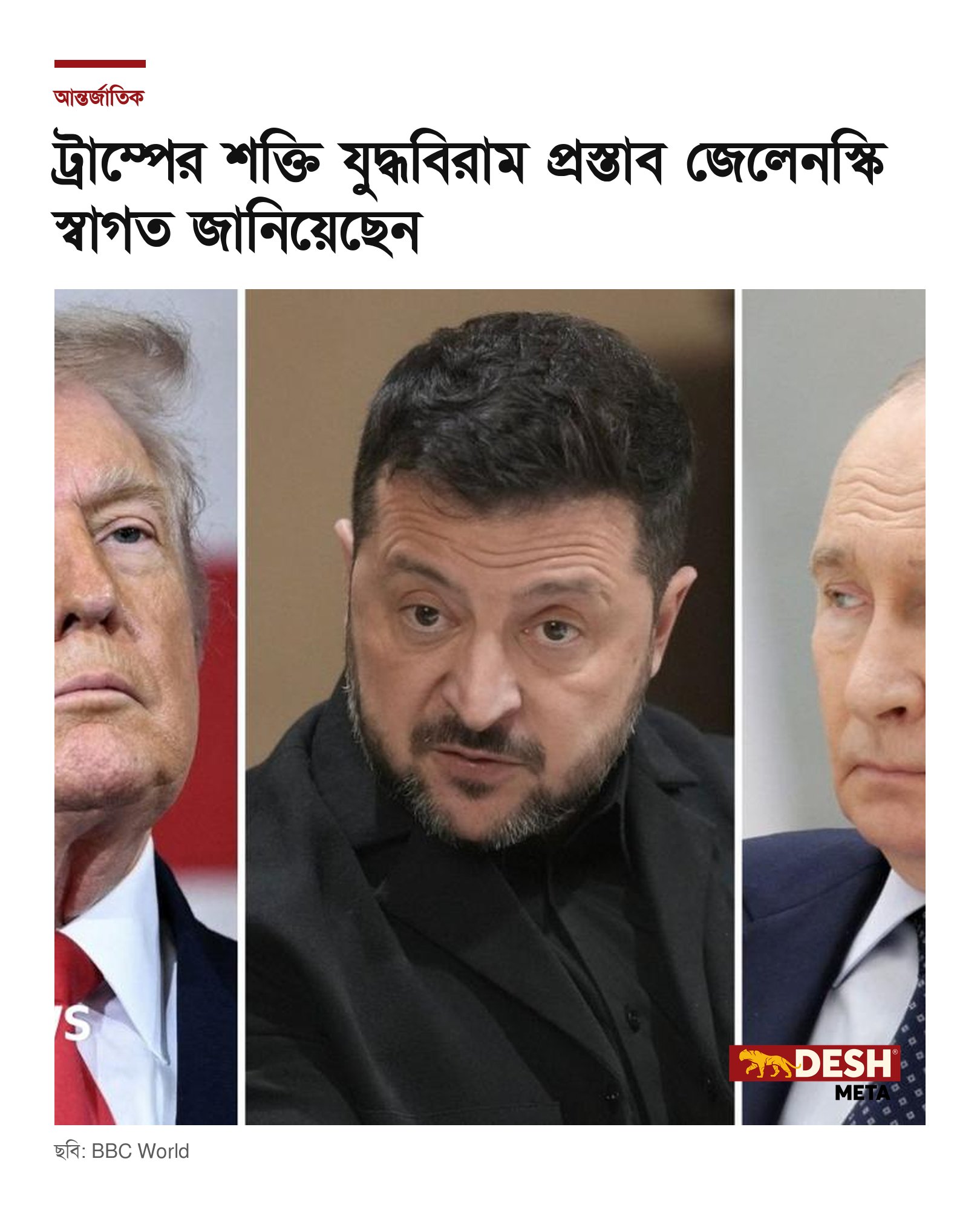 ট্রাম্পের শক্তি যুদ্ধবিরাম প্রস্তাব জেলেনস্কি স্বাগত জানিয়েছেন